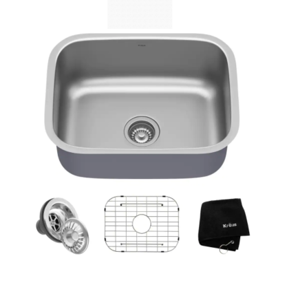 Kraus Premier Undermount Stainless Steel 23 in. Rectangular Single Bowl Kitchen Sink