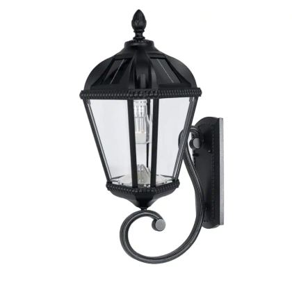 Gama Sonic Royal Bulb Series 1-Light Black Outdoor Integrated LED Solar Wall Sconce