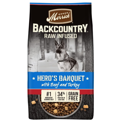 Merrick Backcountry Raw Infused Grain Free Dog Food, Hero's Banquet Recipe, 20-lb bag