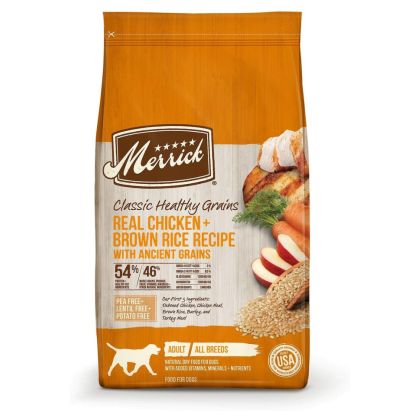 Merrick Classic Healthy Grains Real Chicken + Brown Rice, 12-lb bag