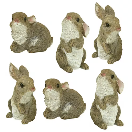 Design Toscano The Bunny Den Garden Rabbit Statue Set (6-Piece)