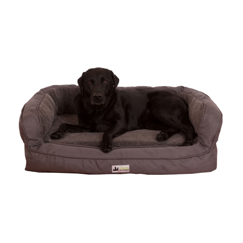 3 Dog Pet Supply Personalized EZ Wash Fleece Bolster Grey Dog Bed