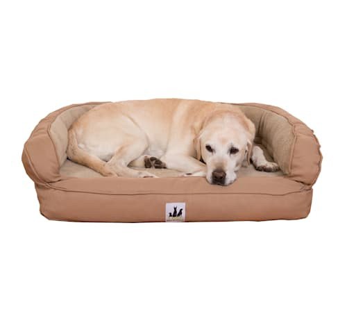 3 Dog Pet Supply Personalized EZ Wash Fleece Bolster Tan Dog Bed