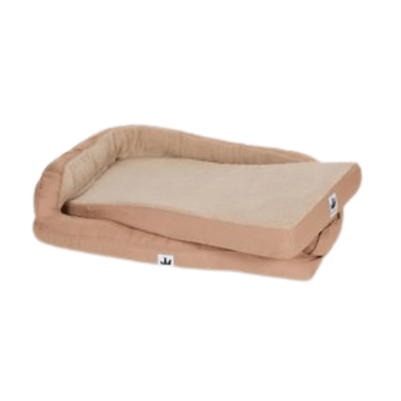 3 Dog Pet Supply Personalized EZ Wash Fleece Bolster Tan Dog Bed