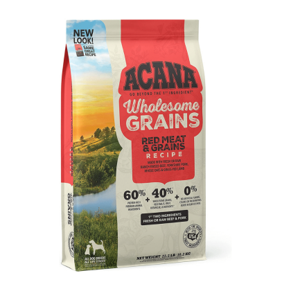Acana Wholesome Grains Red Meat & Grains Recipe Dry Dog Food, 22.5 Pounds