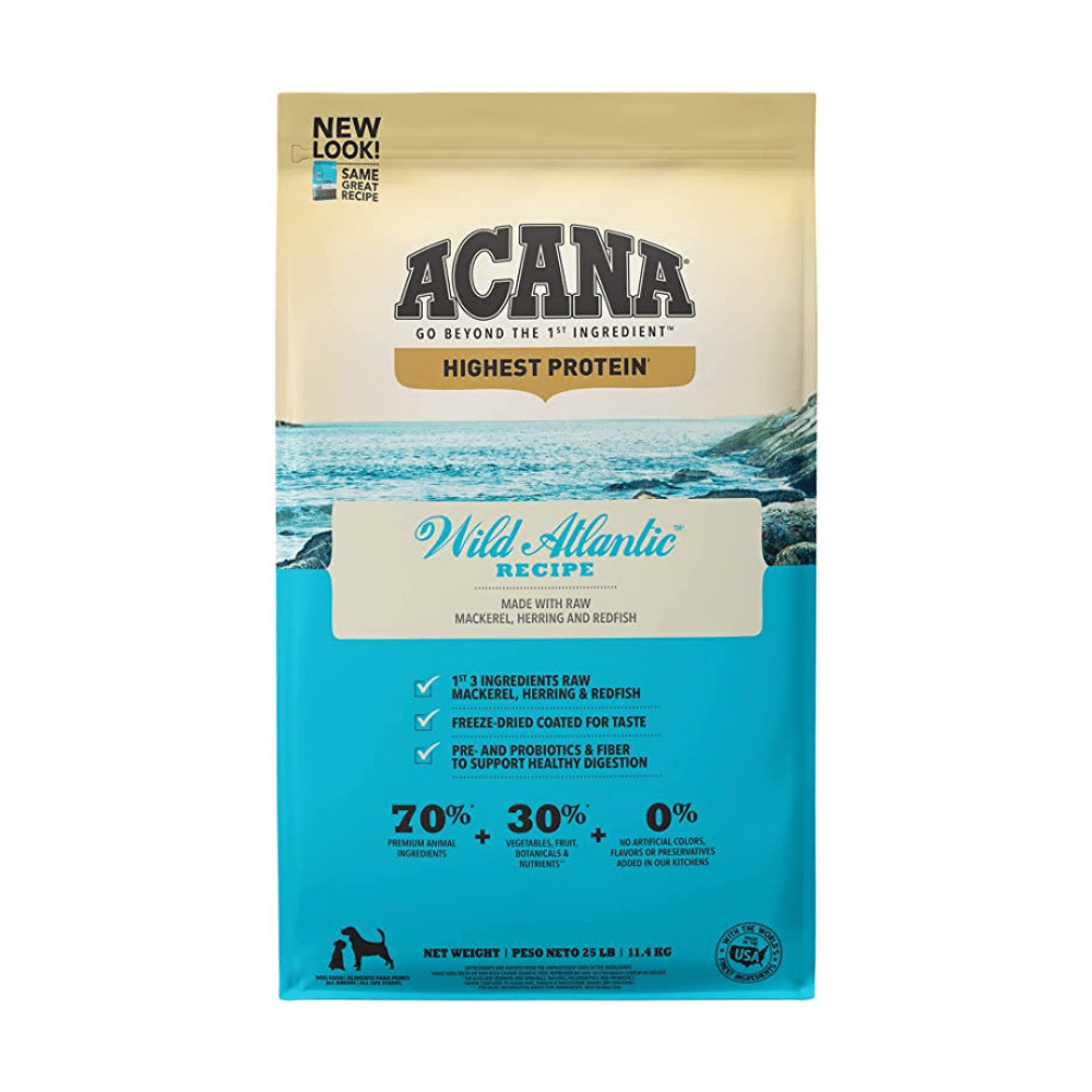 Acana Wild Atlantic Grain Free High Protein Freeze-Dried Coated Fish Dry Dog Food, 25 Pounds