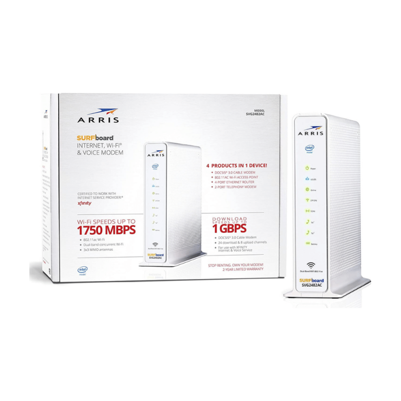 Arris Surfboard SVG2482AC DOCSIS 3.0 Cable Modem & AC1750 Dual-Band Wi-Fi Router With Voice