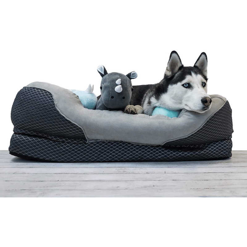 BarksBar Orthopedic Dog Bed, 40 X 30 Inches, Snuggly Sleeper, Grey, Large (Pack Of 1)