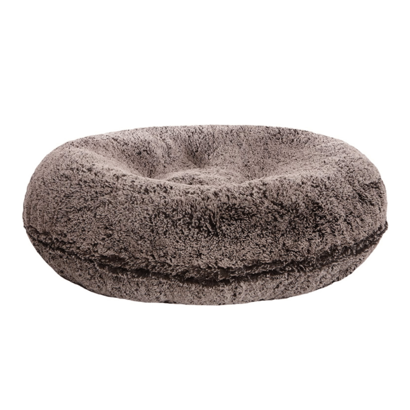Bessie and Barnie Extra Plush Faux Fur Bagel Pet Frosted Willow Dog Bed, Large