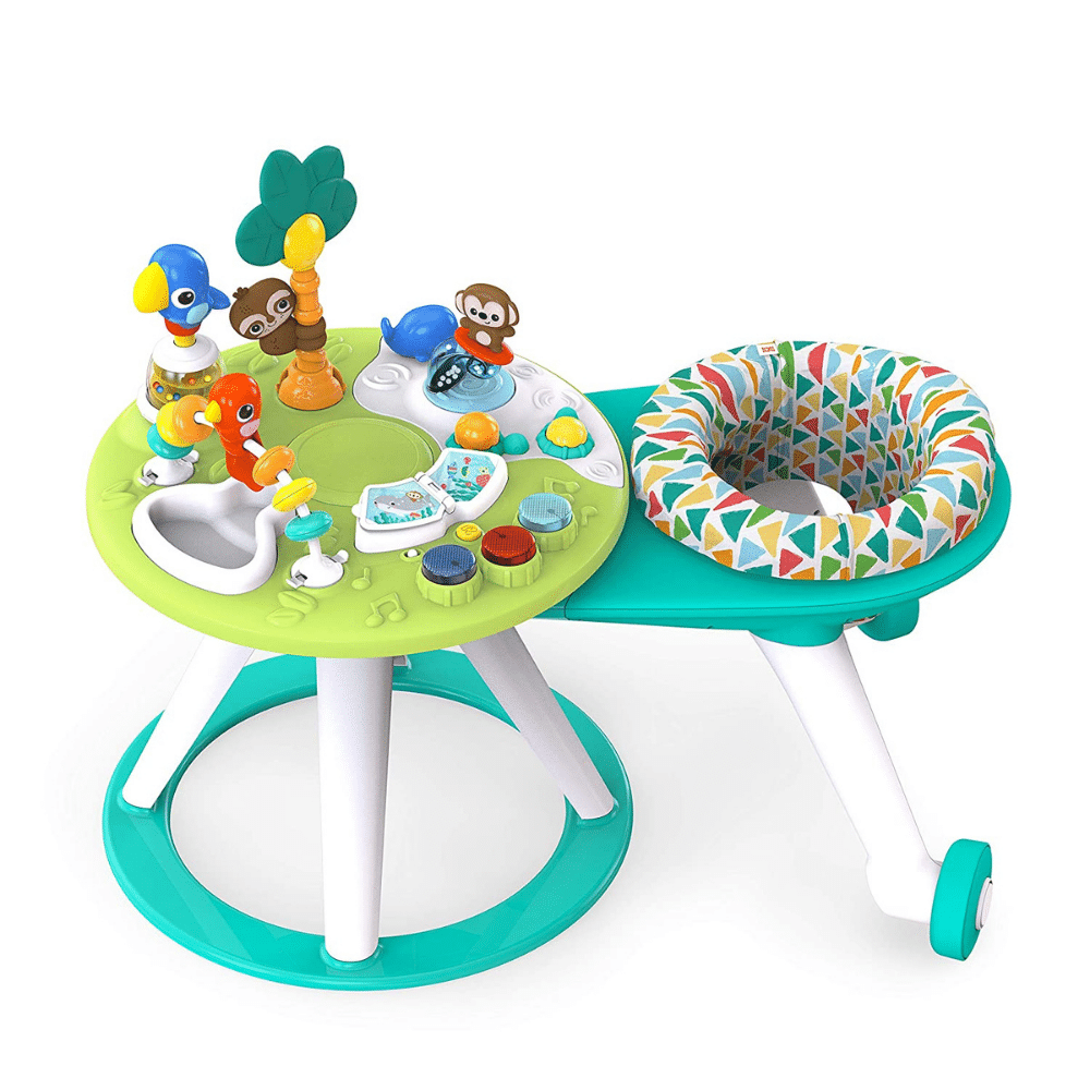 Bright Starts Around We Go 2-In-1 Walk-Around Activity Center And Table, Tropic Cool