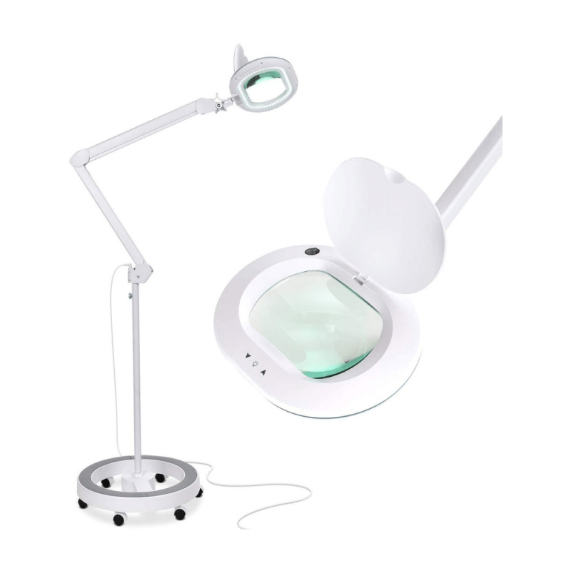 Brightech Lightview Pro XL Magnifying Glass with LED Floor Lamp & Rolling Base/Stand - 2.25X Magnifier