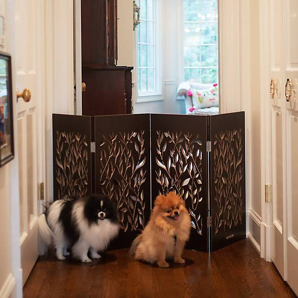 Cardinal Gates Decorative Walnut Vines Freestanding Pet Gate