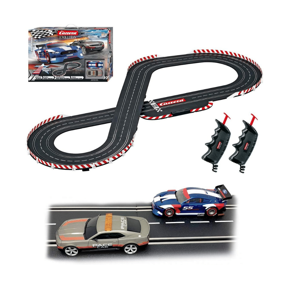 Carrera Evolution Slot Car Racing Track Set 1:32 Scale Includes 2 Dual-Speed Controllers