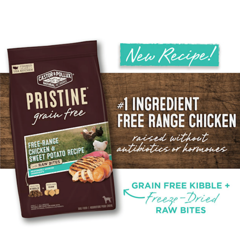 Castor & Pollux Pristine Grain Free Free-Range Chicken Sweet Potato Recipe With Raw Bites Dry Dog Food, 18 Lbs