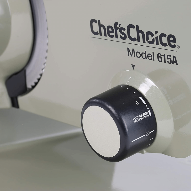 Chef'sChoice Electric Meat Slicer Features Precision Thickness Control & Tilted Food Carriage