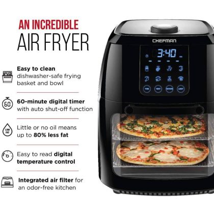 Chefman 6.3 Quart Digital Air Fryer With Rotisserie And Dehydrator Function