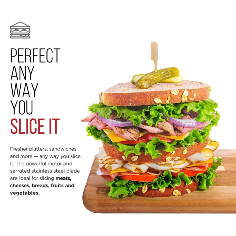 Chefman Die-Cast Electric Deli & Food Slicer, Cuts Meat, Cheese, Bread, Fruit & Vegetables