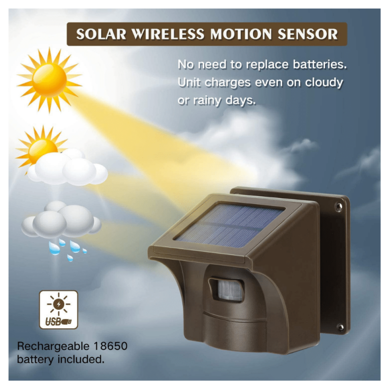 Emacros 1/2 Mile Long Range Solar Wireless Driveway Alarm Outdoor Weather Resistant Motion