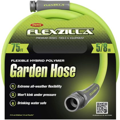 Flexzilla Garden Hose 5/8 in x 75 ft Heavy Duty, Lightweight, Drinking Water Safe - HFZG575YW