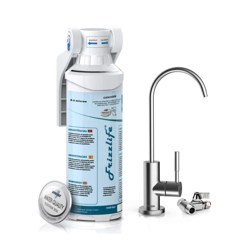 Frizzlife Under Sink Water Filter-NSF/ANSI 53&42 Certified Drinking Water Filtration System-0.5 Micron
