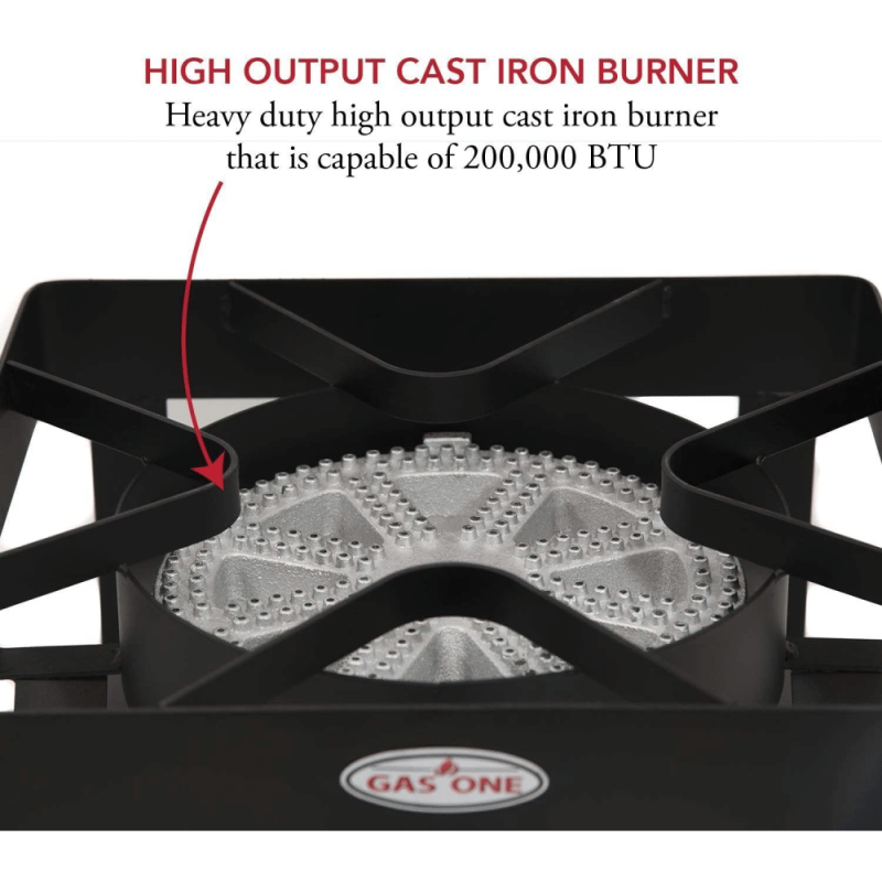 GasOne 200,000 BTU Square Heavy- Duty Single Burner, Outdoor Stove Propane Gas Cooker