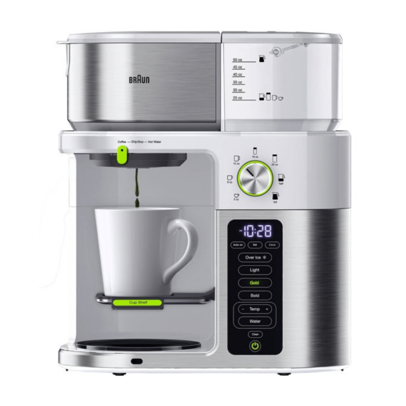 Braun 10-Cup MultiServe Coffee Machine 7 Programmable Brew Sizes, White (KF9150WH)