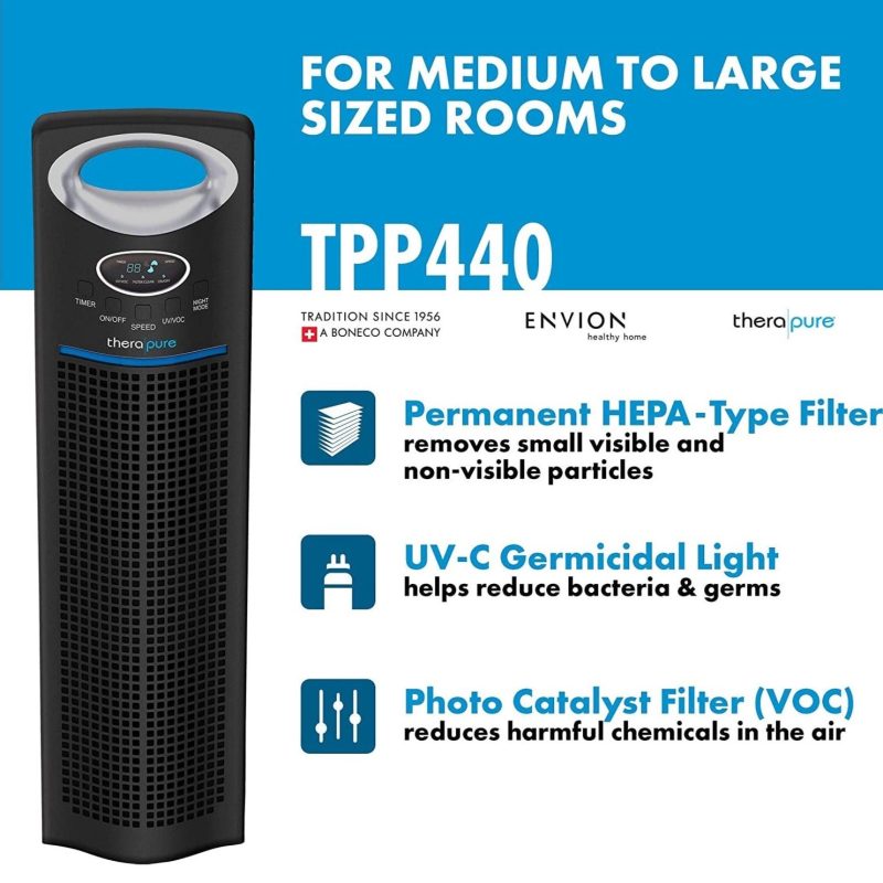 Envion Therapure 440 HEPA Type Air Purifier Tower, High Performance Triple Action Purification