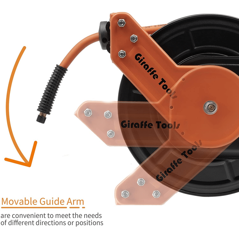 Giraffe Tools Retractable Air Hose Reel Wall Mount With 3/8 inch 50 FT Hybrid Hose