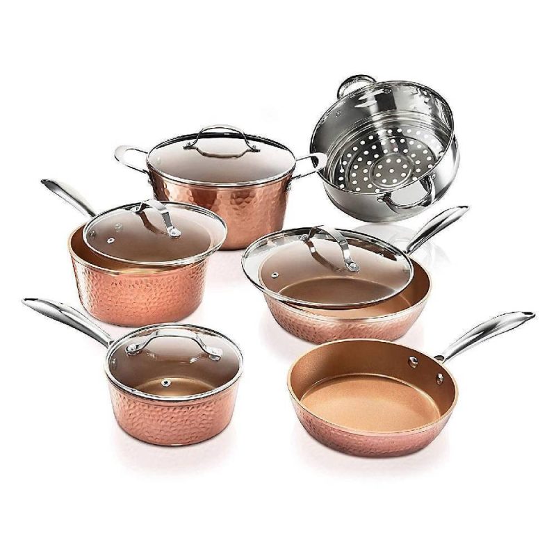 Gotham Steel Hammered Copper Collection – 15 Piece Premium Cookware & Bakeware Set