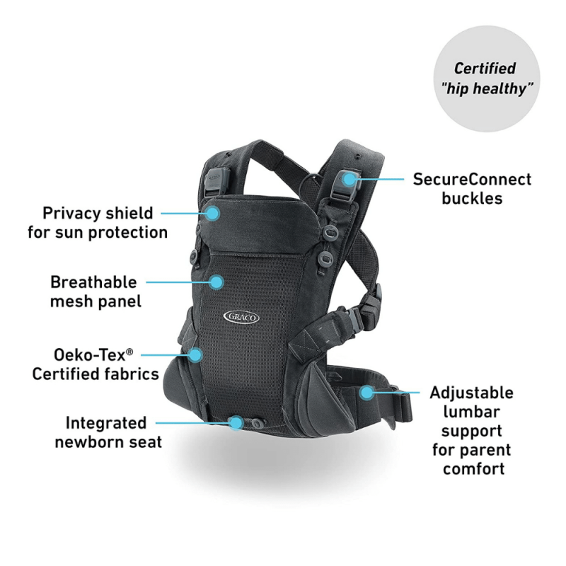 Graco Cradle Me Lite 3-in-1 Baby Carrier, Charcoal Gray