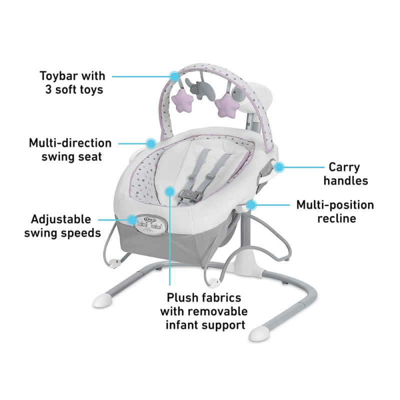 Graco Soothe And Sway LX Baby Swing with Portable Bouncer, Camila
