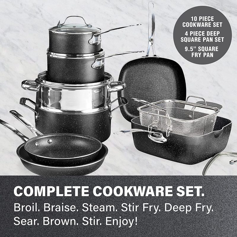 Granite Stone 20 Pcs Pots and Pans Set, Complete Cookware Bakeware Set