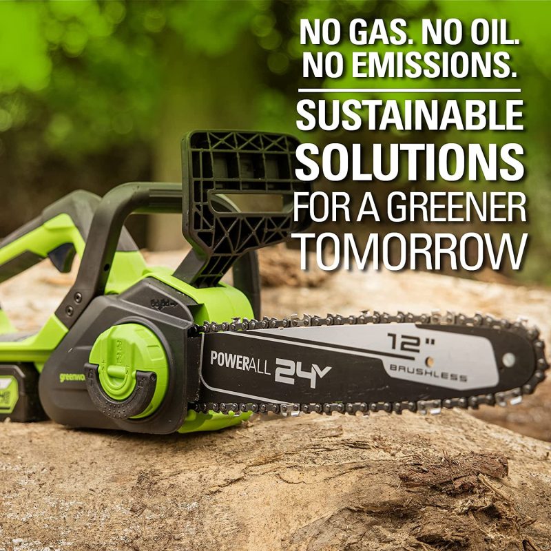 Greenworks 24V 12-inch Brushless Chainsaw with 4.0 Ah Battery and Charger (CS24L410)