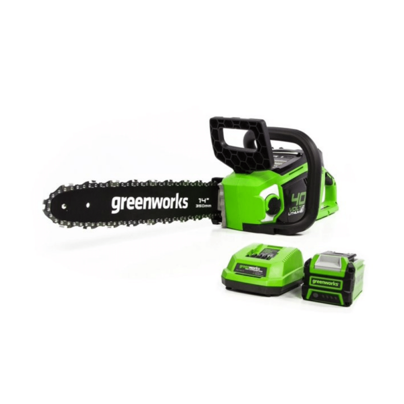 Greenworks 40V 14-Inch Brushless Chainsaw With 2.5 Ah Battery And Charger