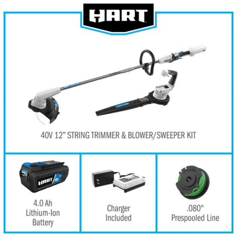 Hart 40-Volt Cordless 12-Inch String Trimmer And Blower Combo