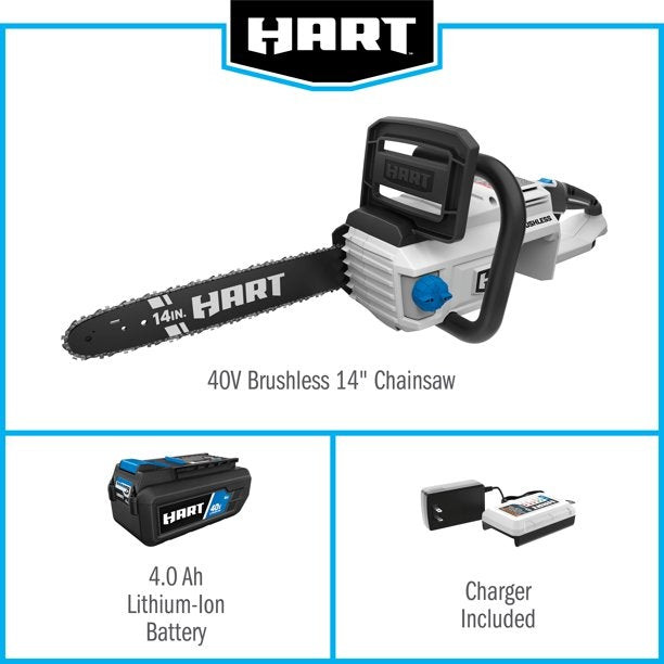 Hart 40-Volt Cordless Brushless 14-Inch Chainsaw Kit