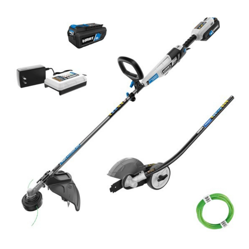 Hart 40V Cordless Attachment Capable 15" String Trimmer Kit with Edger Attachment, 4.0Ah Lithium-Ion Battery Included