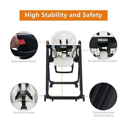 Heao Reclining High Chair for Babies & Toddlers with Multiple-Adjustable Backrest