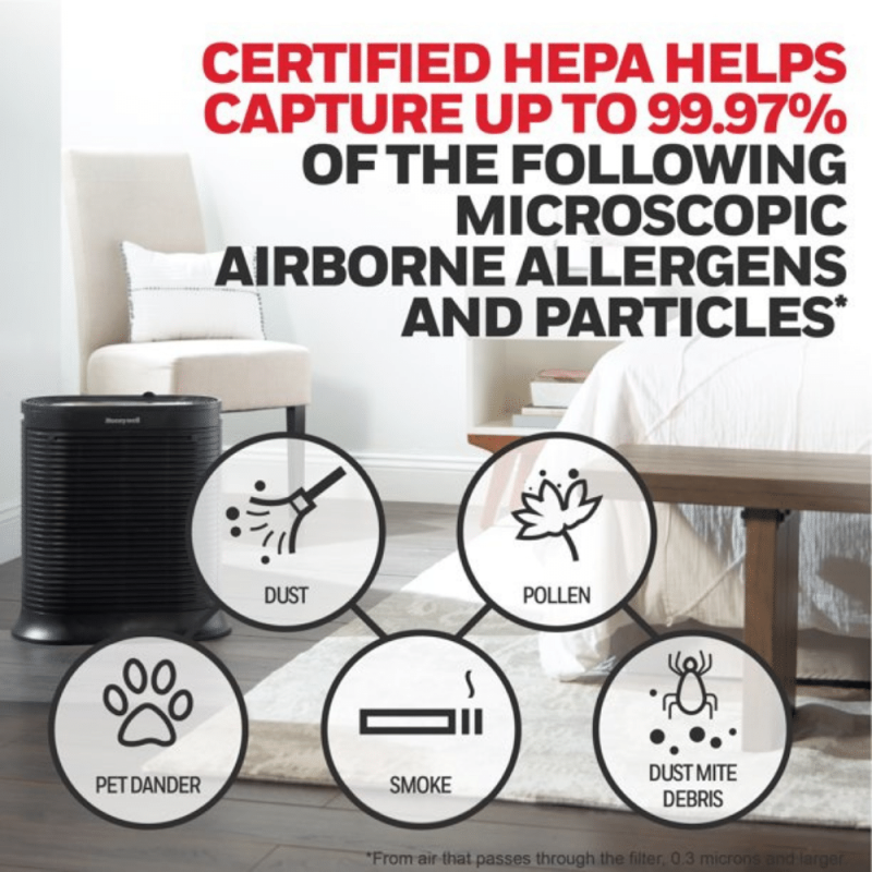 Honeywell HEPA Air Purifier, Large Room 310 Sq Ft, Black