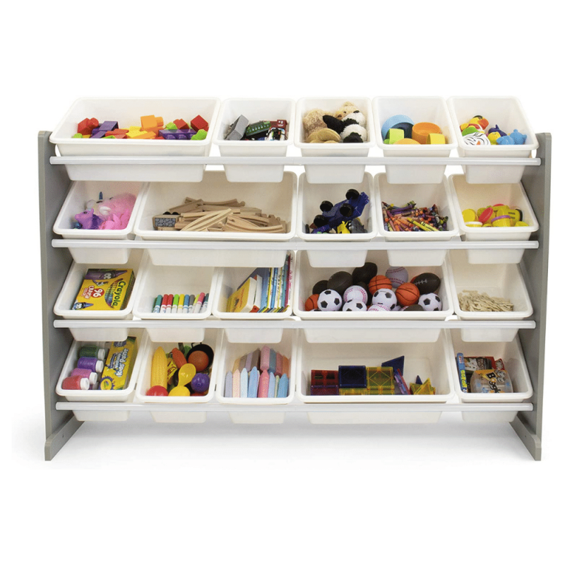 Humble Crew Extra-Large Kid's Toy Organizer, 20 Storage Bins, Universal, Grey/white