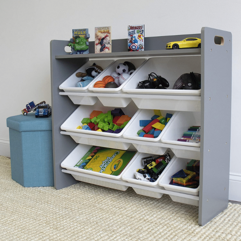 Humble Crew Inspire Toy Organizer With Shelf And 9 Storage Bins, Grey/white
