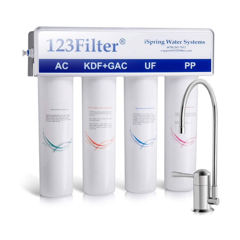 iSpring CU-A4 4-Stage High Capacity Premium Under Sink Drinking Water System With 0.1 Micron Ultra Filtration