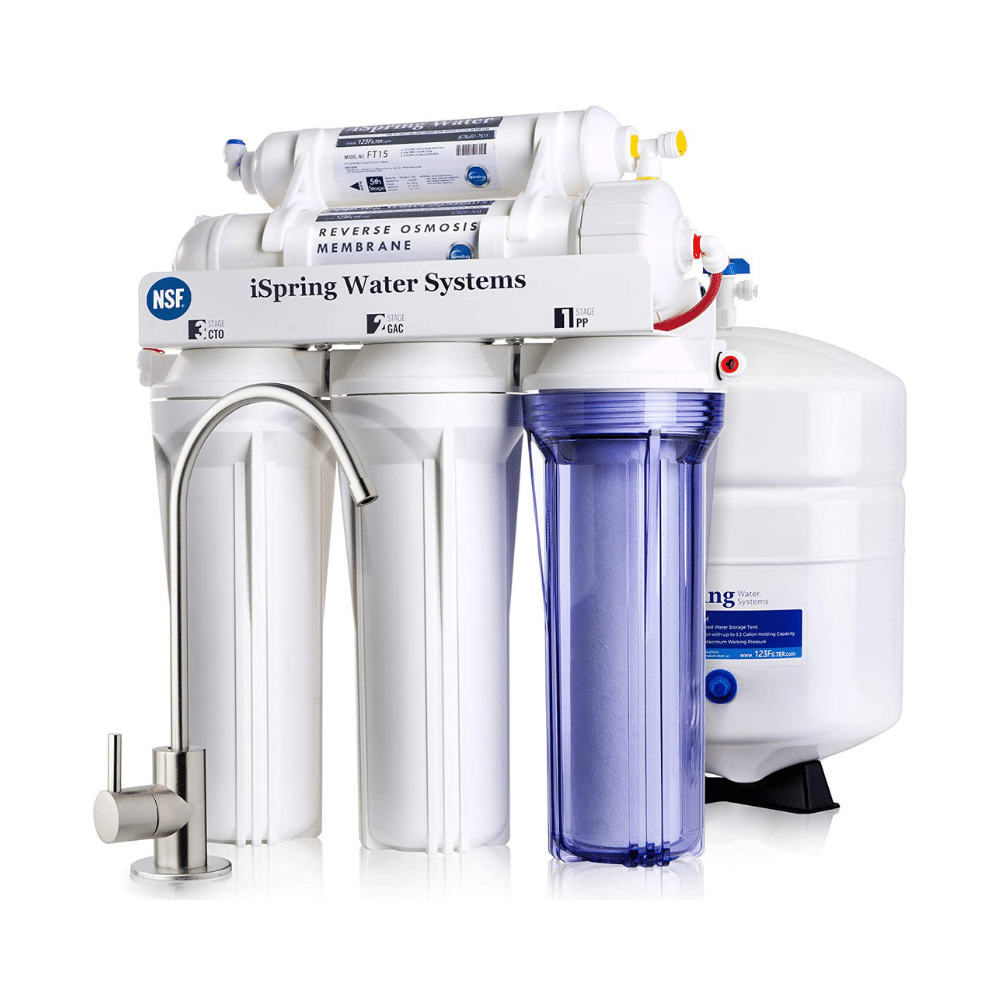 iSpring RCC7 High Capacity Under Sink 5-Stage Reverse Osmosis Drinking Filtration System And Ultimate Water Softener