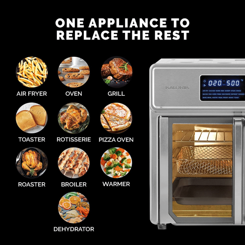 Kalorik MAXX AFO 46045 SS Digital Air Fryer Oven, 26 Quart 10-in-1 Countertop Toaster Oven & Air Fryer Combo