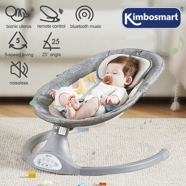 Kimbosmart Electric Infant Rocker Swing with Remote Control, Built-in Bluetooth, Sway in 5 Speeds