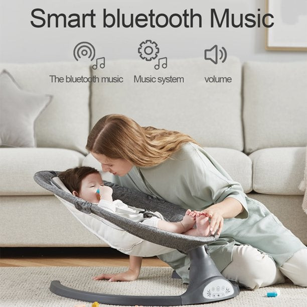 Kimbosmart Electric Infant Rocker Swing with Remote Control, Built-in Bluetooth, Sway in 5 Speeds