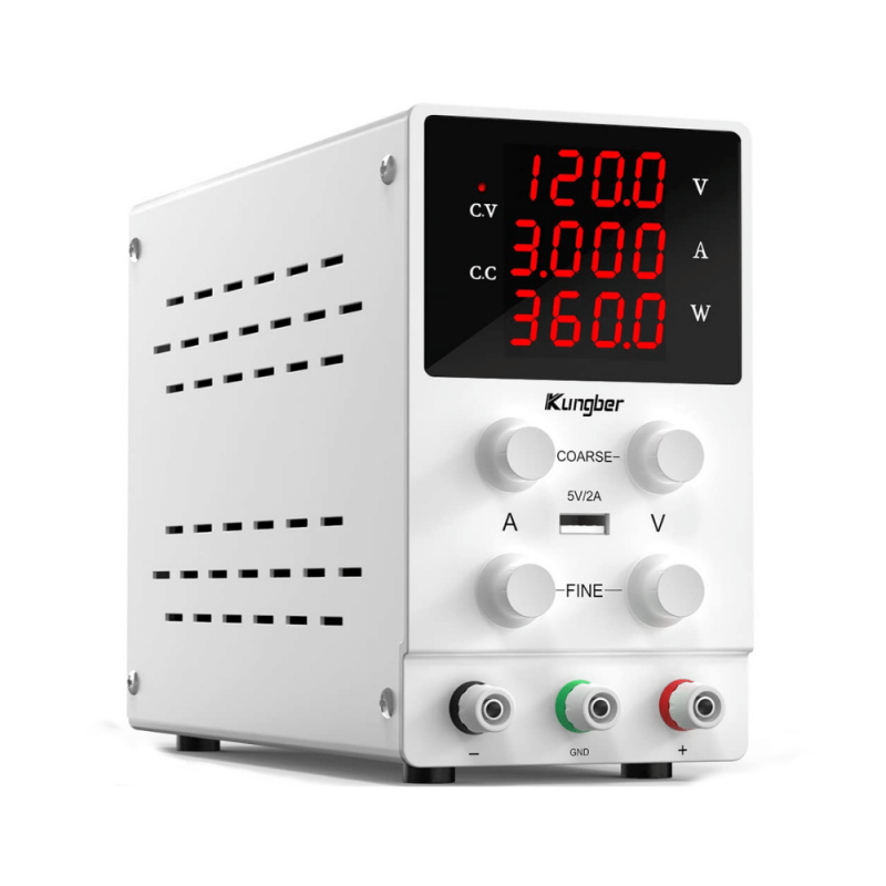 Kungber DC Power Supply Variable, 120V 3A Adjustable Switching Regulated DC Bench Linear Power Supply