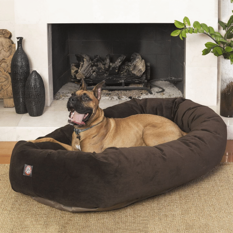 Majestic Pet Chocolate Suede Bagel Dog Bed, Large