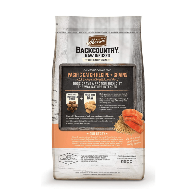 Merrick Backcountry Raw Infused Pacific Catch Recipe with Healthy Grains Dry Dog Food, 20 Pounds