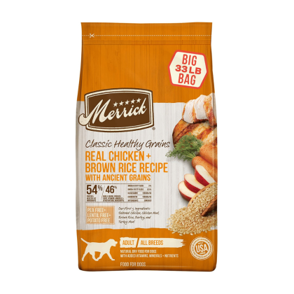 Merrick Classic Healthy Grains Real Chicken & Brown Rice Recipe with Ancient Grains Dry Dog Food, 33 Pounds